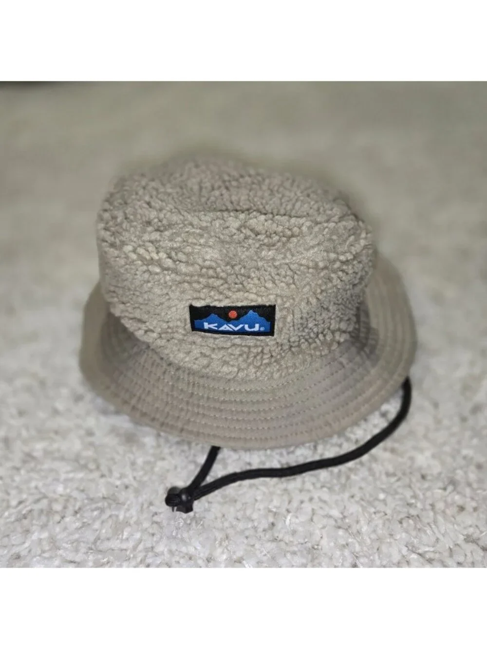 Bucket Hat KAVU Fur Ball Boonie Bucket Hat Sherpa Chalk Tan Adult Unisex OS